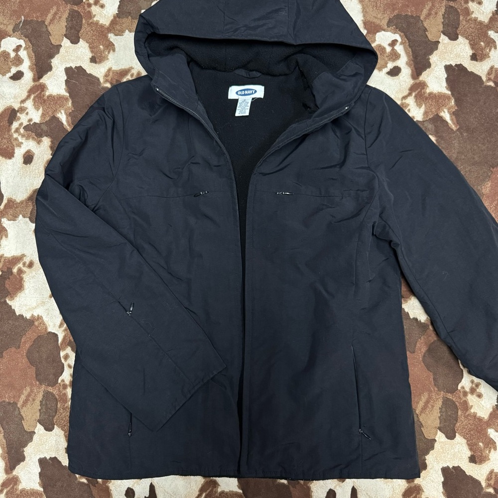Old Navy Fleece Lined Black Hooded Jacket